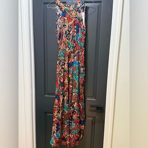 Vibrant Multicolor Abstract Print Maxi Dress